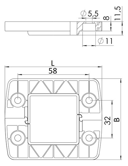 WISKA Verriegelungsrahmen für CV 4 V0 BK 