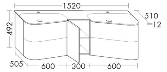 Burgbad Mineralguss-Doppelwaschtisch Unterschrank-Set Badu 152x49,2x51cm, 4 Auszüge, Thermo/weiß