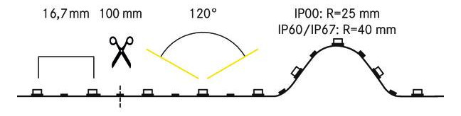 LED-Lichtband 4,8W/m ws 3000K 60Stk/m IP67 DC LED nicht austauschbar 100mm 24V LED-Lichtband 4,8W/m ws 3000K 60Stk/m IP67 DC LED nicht austauschbar 100mm 24V