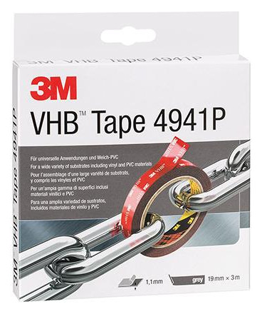 3M-Doppelseitiges Klebeband 4941P VHB, grau - 19 mm x 3 m