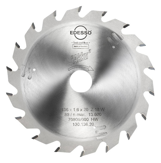 EDESSÖ-HW-Kreissägeblatt Akku - 136x1,6x20mm,...