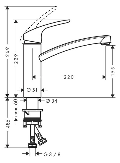 hansgrohe Spültisch-Einhebelmischer 160 Focus M41 1jet, chrom