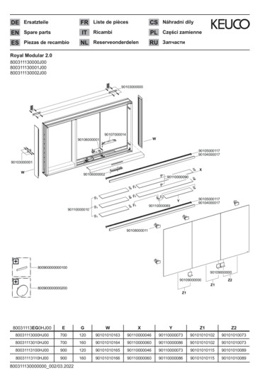 KEUCO Spiegelschrank Royal Modular 2.0 1300 x 900 x 160 mm, 2 Steckdosen, Wandvorbau, 3 Türen, beleuchtet