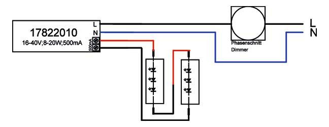 LED-Steuerung 8-20W 500mA 42V IP20 dim Dimmung Phasenabschnitt Kstgeh dyn
