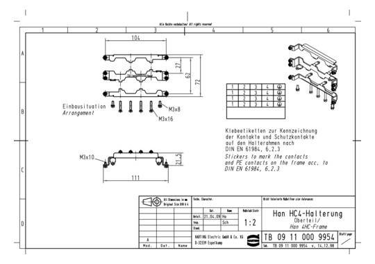HART Han 4HC-Halterung       09110009954 