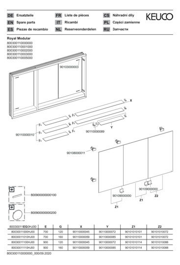 KEUCO Spiegelschrank Royal Modular 2.0 110 x 70 x 12 cm, 2 Steckdosen, UP, 3-türig