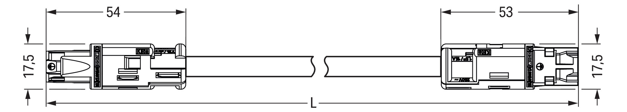 Systemverbindung 3p Serie 774 H05Z1Z1-F 3x2,5qmm L1000mm ws Buchse Stecker hfr Systemverbindung 3p Serie 774 H05Z1Z1-F 3x2,5qmm L1000mm ws Buchse Stecker hfr