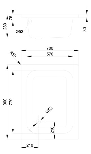 Duschwanne BetteDelta 90x70x28cm, calypso