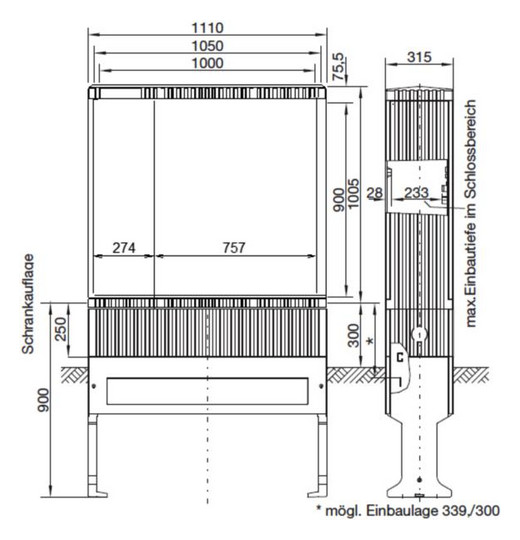 Leergehäuse GFK IP44 B1110xH1005xT315mm ET315mm geschl
