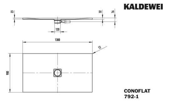 Kaldewei Duschfläche CONOFLAT 792-1 90x130cm, schwarz