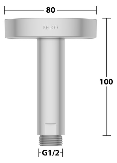 KEUCO Brausearm Ausladung 100 mm, aluminium-finish, Deckenanschluss, Rosette rund