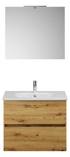 Burgbad Waschtisch-Kombination Rocio mit Spiegel, 80,5 x 200 x 46,5 cm, Eiche Dekor Urban