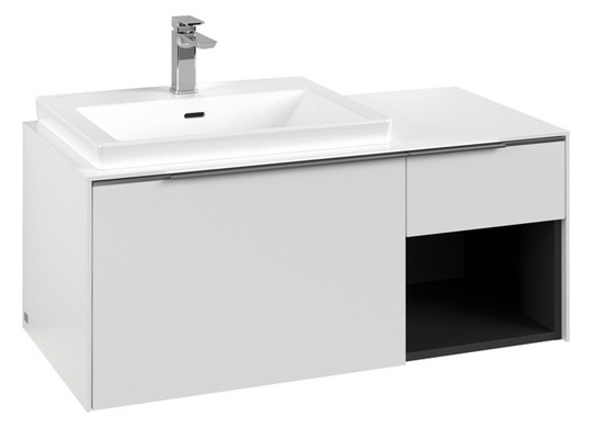 V&B Waschtisch-Unterschrank Becken links Subway 3.0 100,1x42,25x51,6cm, mit LED/Griff Aluminium glänzend, pure white