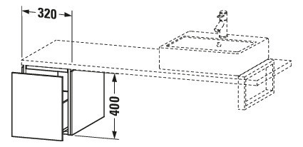 Duravit Unterschrank L-Cube 32 x 54,7 cm, nussbaum gebürstet, für Konsole, 1 Auszug