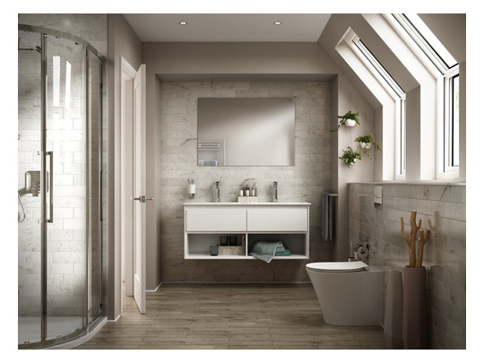 Ideal-Standard Waschtisch-Einhebelmischer Tesi Grande Ausladung 123mm, verchromt, mit Metall-Ablaufgarnitur