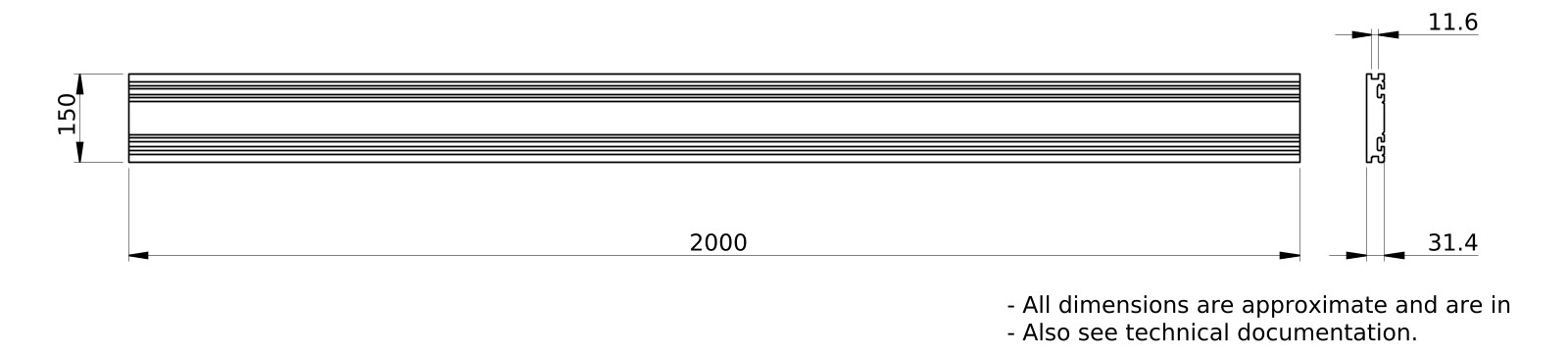 Sammelschiene 4000A Profil 2000x150x31mm