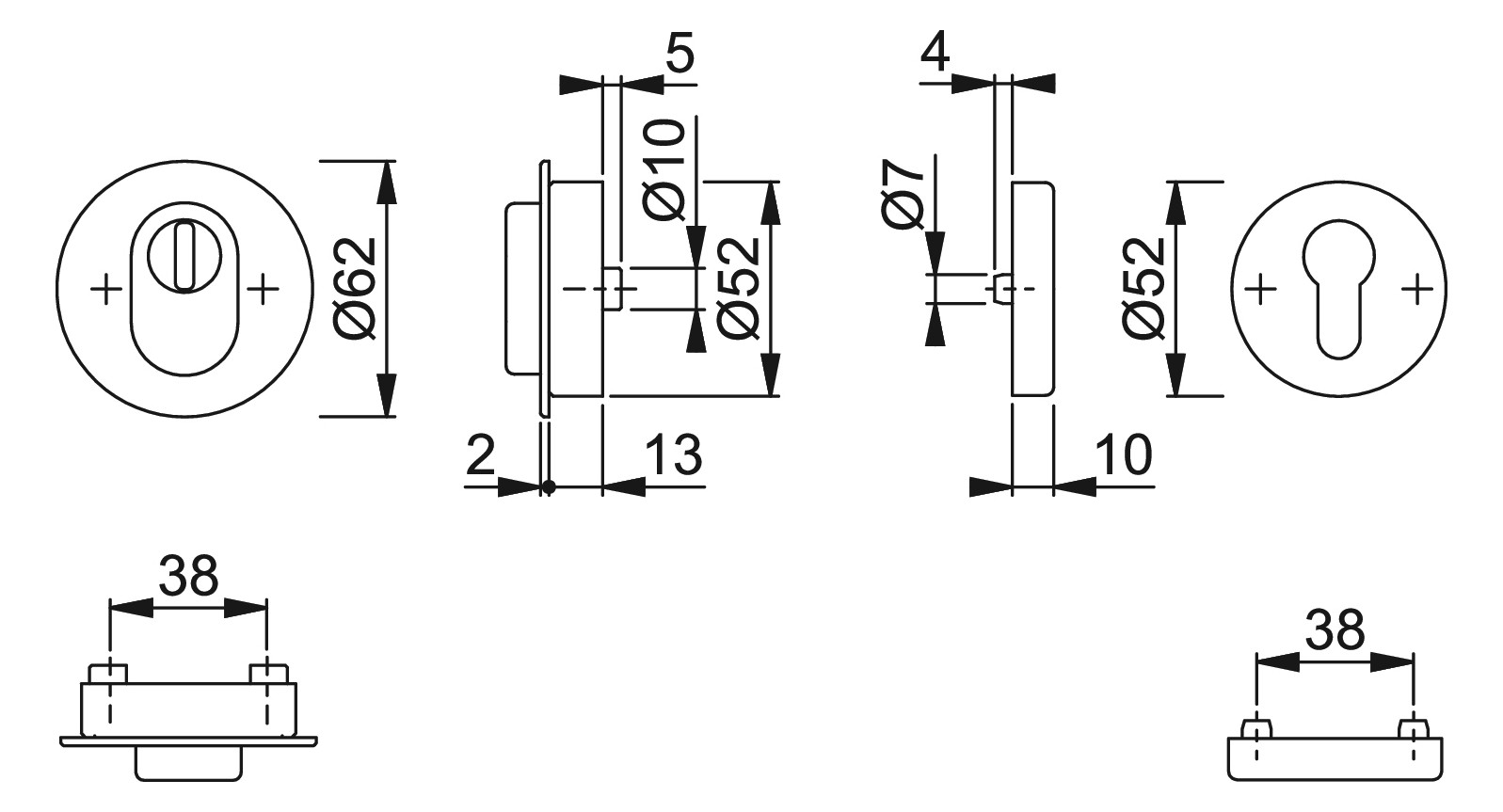 Bild Schutzrosette E29ZNSB-ZA/42HS rd/fla.,ES1/PZ,F9714M,TS65-75 - HOPPE-1