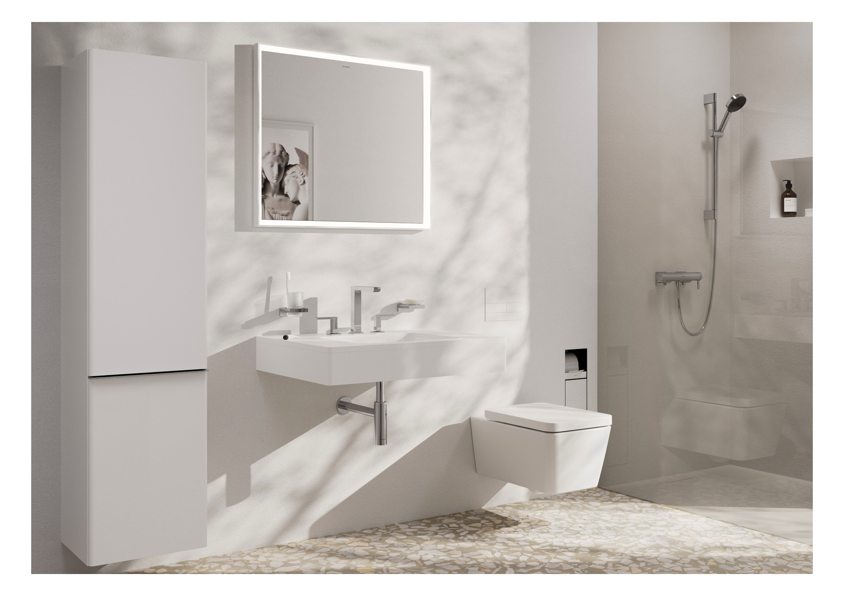 hansgrohe Zahnbecher AddStoris mit Glas, Wandmontage, Metall, chrom