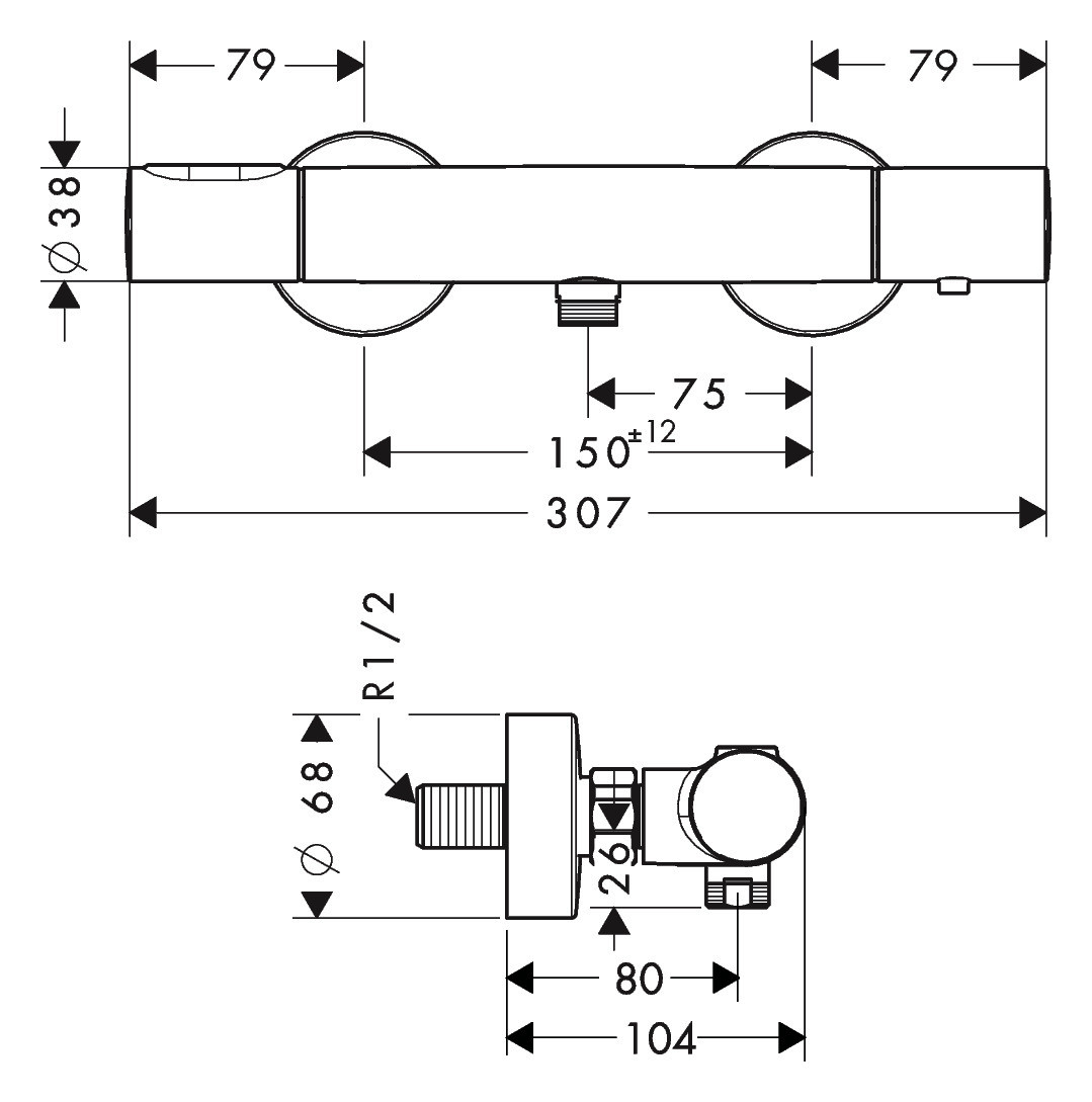 hansgrohe Brause-Thermostat Axor Citterio M AP, 1 Verbraucher, brushed nickel hansgrohe Brause-Thermostat Axor Citterio M AP, 1 Verbraucher, brushed nickel