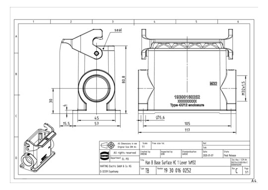 HART Sockelgehäuse           19300160252 