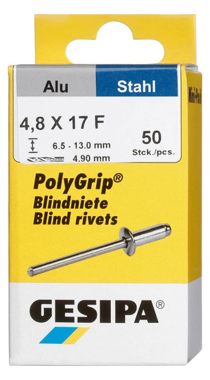 GESIPA-Polygrip-Blindniete Alu/Stahl - 4,8x17 mm...