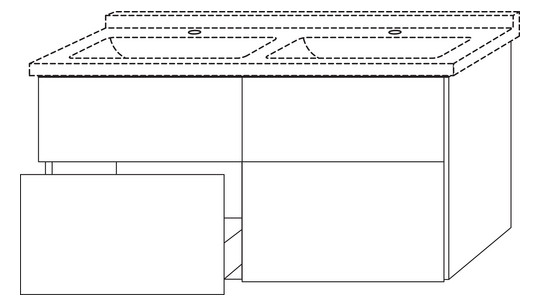 SA Waschtischunterbau mit Auszügen 3way (UP713) 593x1200x467 Graphit-Matt
