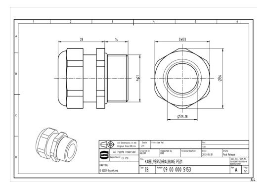 HART Kabelverschraubung Pg21 09000005153 