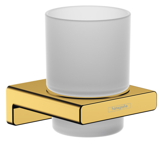 hansgrohe Zahnbecher AddStoris mit Glas, Wandmontage, Metall, polished gold optic