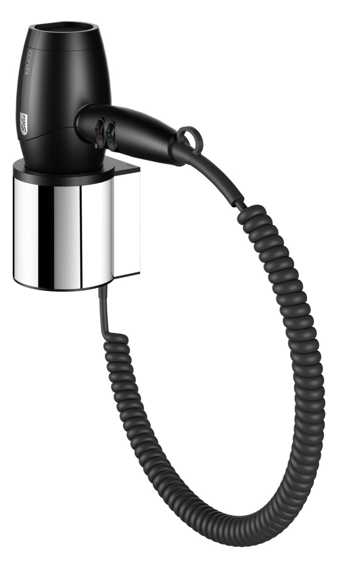 KEUCO Haartrockner Plan 230 V, 3 Heizstufen, verchromt / schwarz