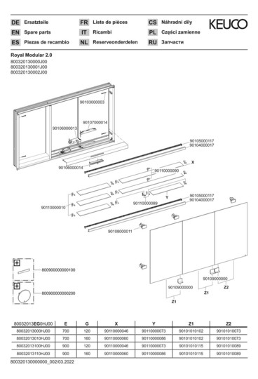KEUCO Spiegelschrank Royal Modular 2.0 DALI 1300 x 900 x 160 mm, 2 Steckdosen, Wandeinbau, 3 Türen, beleuchtet