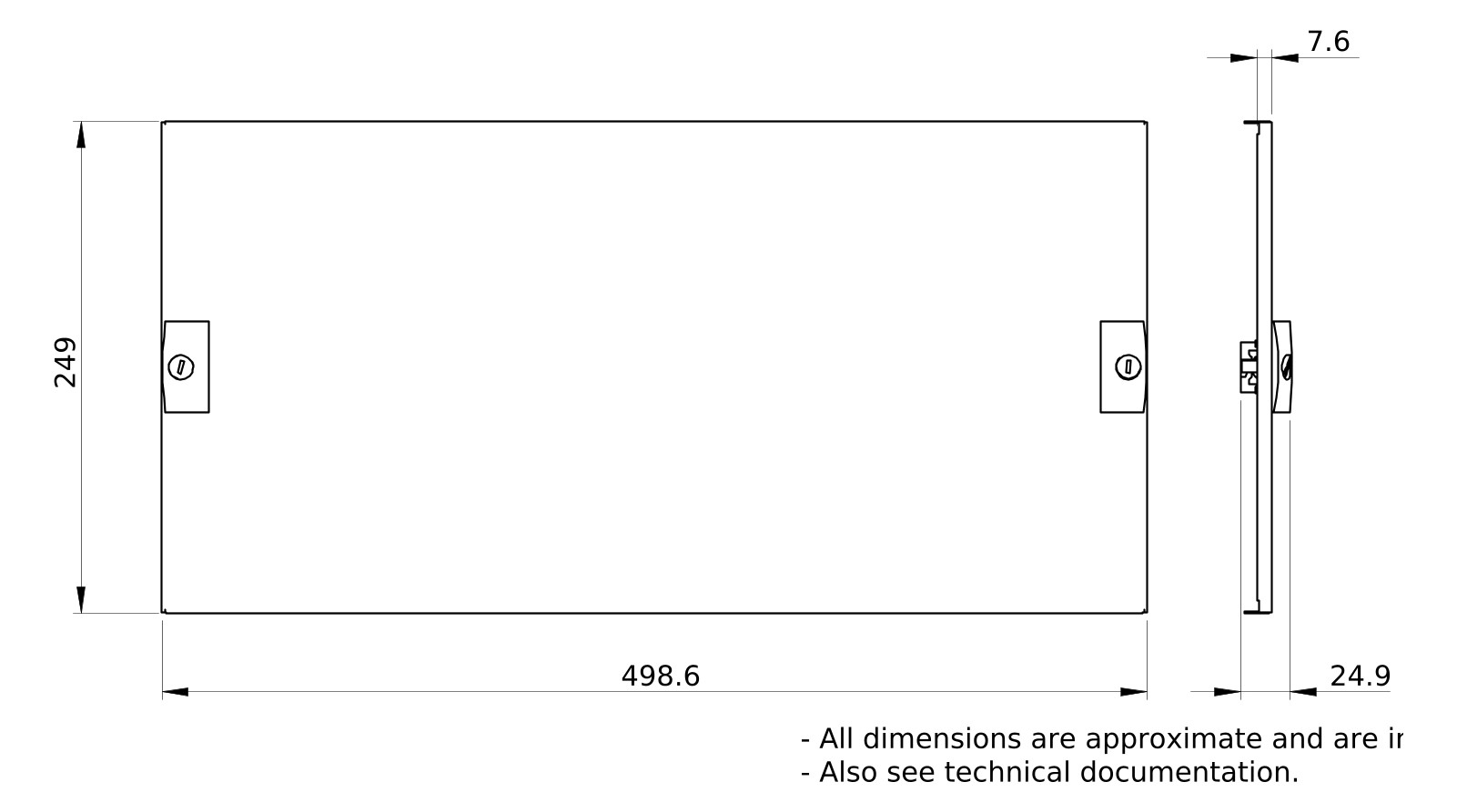 Schrank-Frontplatte 5HE B500xH250mm ST pulverbesch