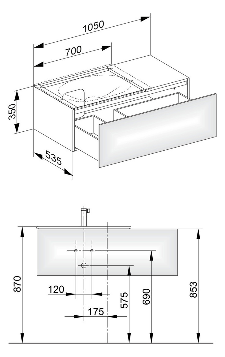 KEUCO Waschtischunterschrank Edition 11 105x35x53,5cm, 1 Frontauszug, links, Eiche Hell