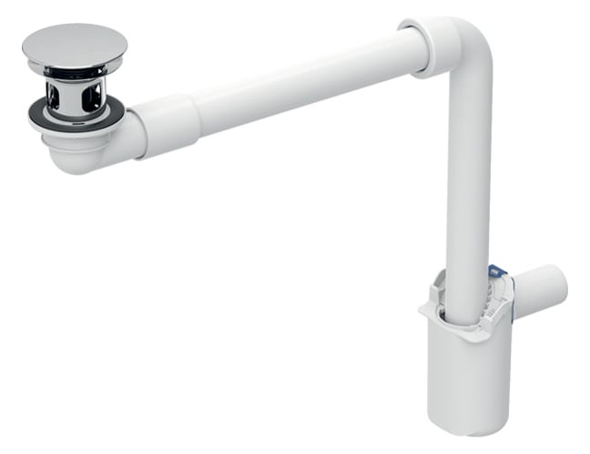 Geberit Waschbeckenablauf Ø 40 mm, freier Auslauf und Ventilabdeckung, hochglanz-verchromt