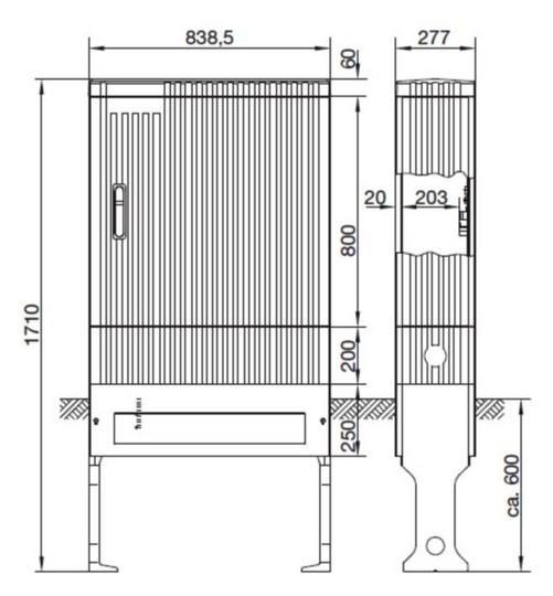 Standgehäuse GFK IP44 B839xH1710xT277mm ET277mm geschl