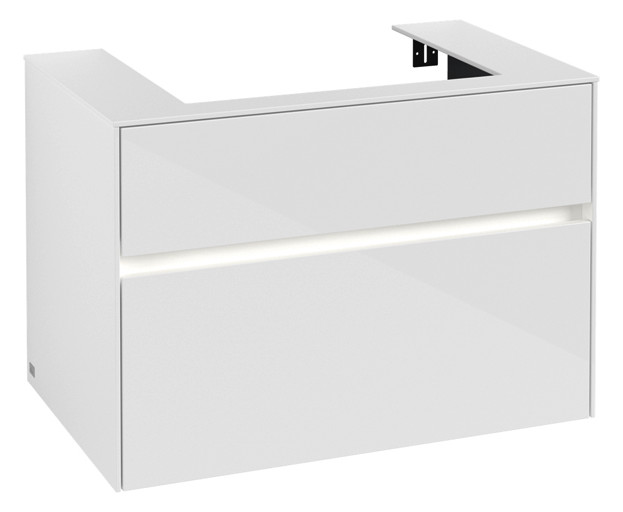 V&B Waschtischunterschrank Collaro 80x54,8x50cm, Waschtisch mittig, LED-Beleuchtung 5,7 W, glossy white