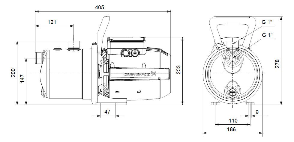 Grundfos Druckerhöhungsalage JP 4-54, 1020 W, 4,5 A
