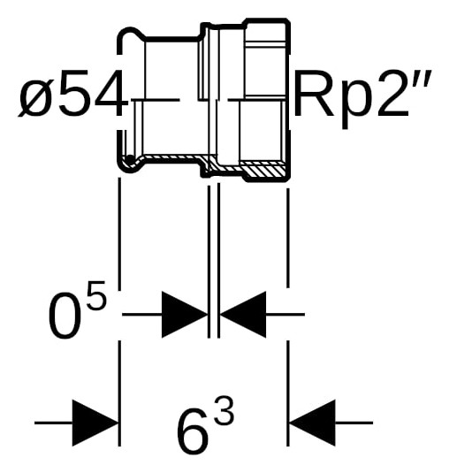 Geberit Gas-Übergang Mapress Ø 54 mm x Rp 2, Kupfer, mit Innengewinde, Rotguss
