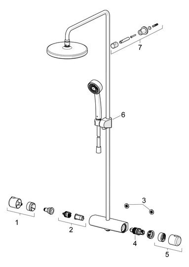 HANSA Duschsystem HANSAMICRA Thermostat, Ausladung 445-470mm, kürzbar, mattschwarz