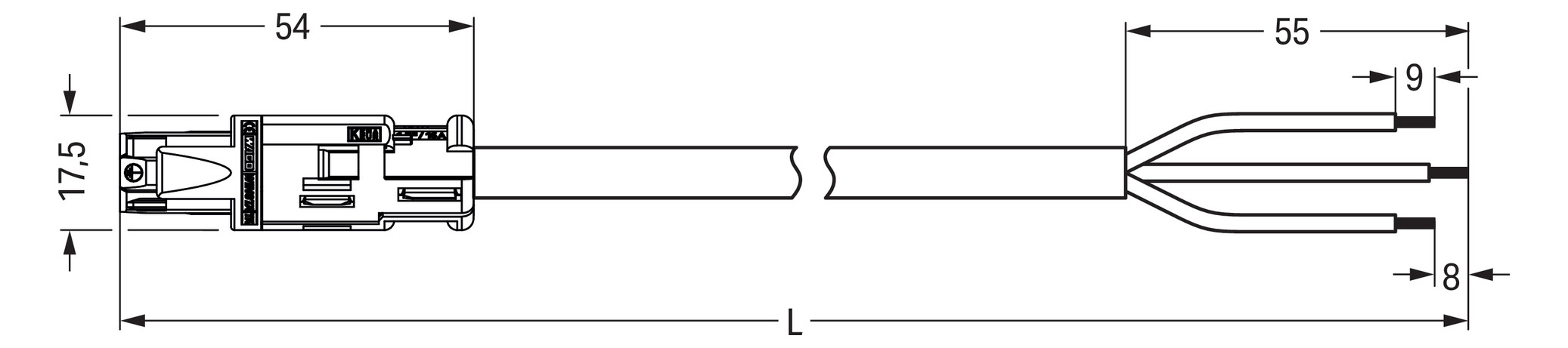Systemverbindung 3p Serie 774 H05VV-F ws 2,5qmm 3x2,5qmm L8000mm Buchse fr.Ende Systemverbindung 3p Serie 774 H05VV-F ws 2,5qmm 3x2,5qmm L8000mm Buchse fr.Ende