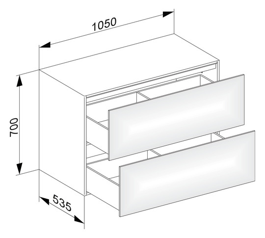 KEUCO Sideboard Edition 11 Planning 105x35x53,5cm, 2 Frontauszüge, Strukturlack Weiß