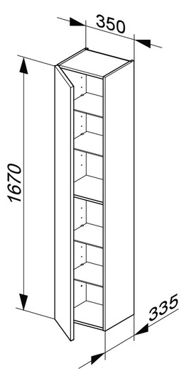 KEUCO Hochschrank Royal Reflex 35x167x33,5cm, 1-türig, links, Magnolie/Magnolie