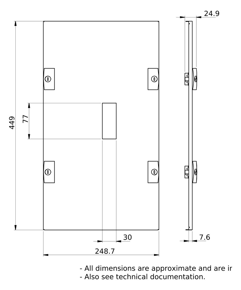 Schrank-Frontplatte 9HE B250xH450mm ST pulverbesch