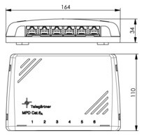 Patchpanel 6Ports MPD6-HS Cat6A Wandmont Schirm RAL7035 34x164x110mm