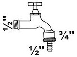 Bild MS Auslaufventil Knebelgriff,Chrom matt, 1/2""AG x 3/4""AG x 1/2""T, Rohrbelüf., - KIRCHHOFF-1