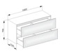 KEUCO Sideboard Edition 11 Planning 140x70x53,5cm, 2 Frontauszüge, Innenbeleuchtung, Lack Seidenmatt, Glas Schwarz