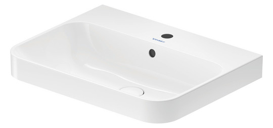 Duravit Aufsatz-Waschtisch Happy D.2 Plus 60x46cm, geschliffen, mit Hahnloch, Überlauf, Hahnlochbank, weiß WonderGliss