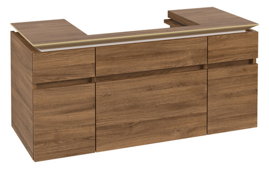 V&B Waschtischunterschrank Legato 120x55x50cm, Waschtisch mittig, Kansas Oak