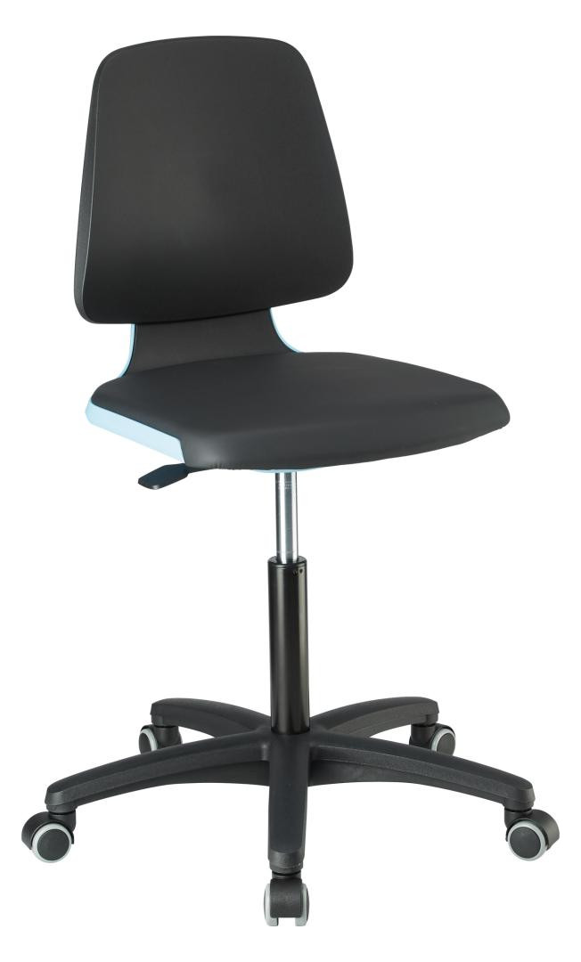 Bild Bimos Arbeitsstuhl Labsit 2, K-Leder bla u Sitzhöhe 450-650 mm mit Rollen-1