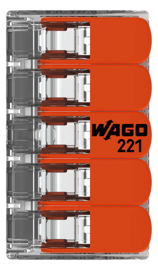 Steckklemme 5f 450V 32A Serie 221 0,2-4qmm m.BetätiHebel f.Massivleiter