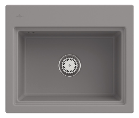 V&B Spüle Subway Style 60S Ablaufgarnitur, mit Handbetätigung und Abtropfgitter, fossil CeramicPlus